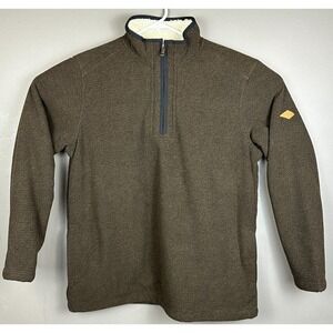 ORVIS Classic Collection 1/4 Zip Sherpa Lined Pullover w/Pockets Men's Lg Brown‎